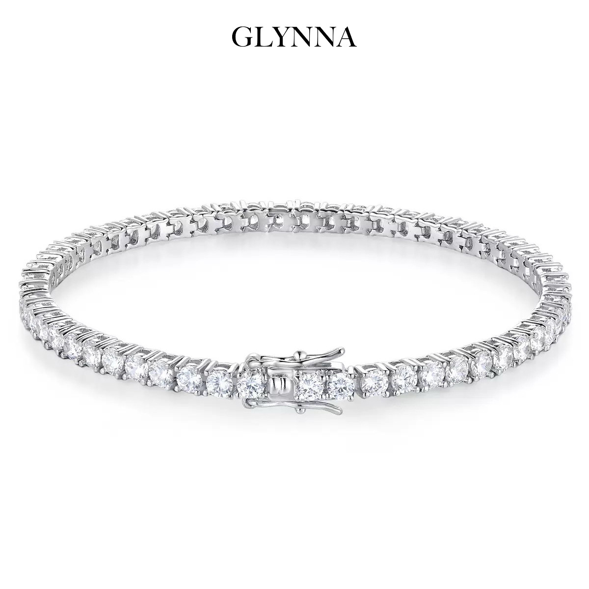 升级版!高碳钻爆闪blackpink同款百搭手链圆钻满钻18k白金2mm3mm