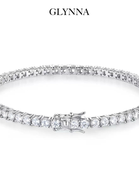 升级版!高碳钻爆闪blackpink同款百搭手链圆钻满钻18k白金2mm3mm