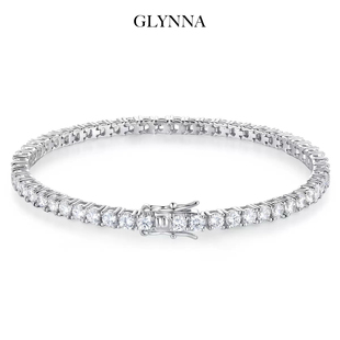 升级版!高碳钻爆闪blackpink同款百搭手链圆钻满钻18k白金2mm3mm