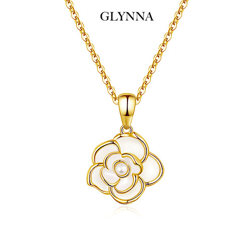 人间富贵山茶花纯银项链