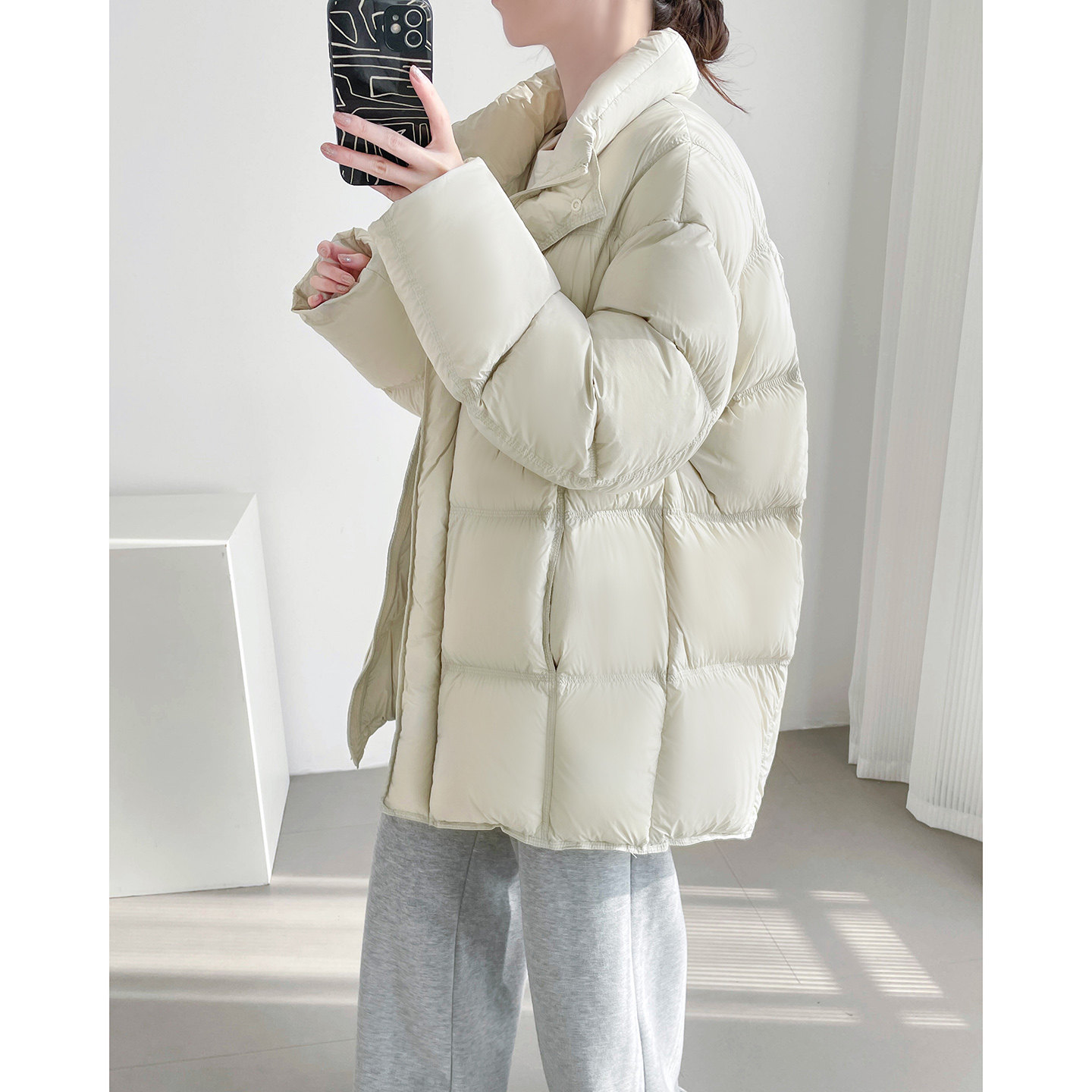 90白鸭绒立领羽绒服女款2025冬季厚款保暖中长款泡芙面包服外套