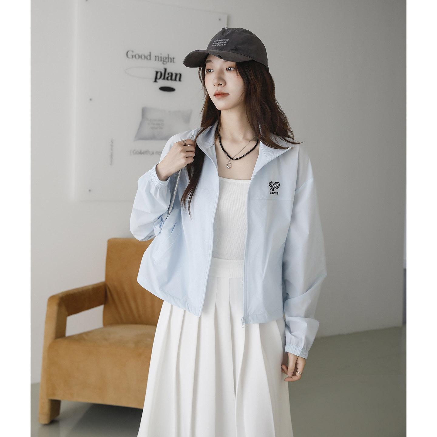 浅蓝色原纱轻薄防晒衣女款2026新款夏季透气防紫外线户外轻薄外套