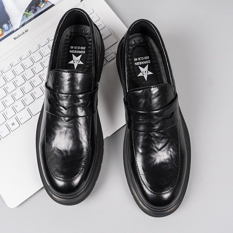 英伦风一脚蹬舒适皮鞋