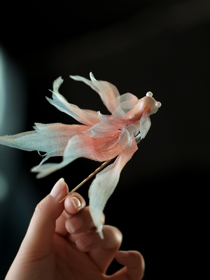 仙女裙子气质超仙发簪真丝烫花