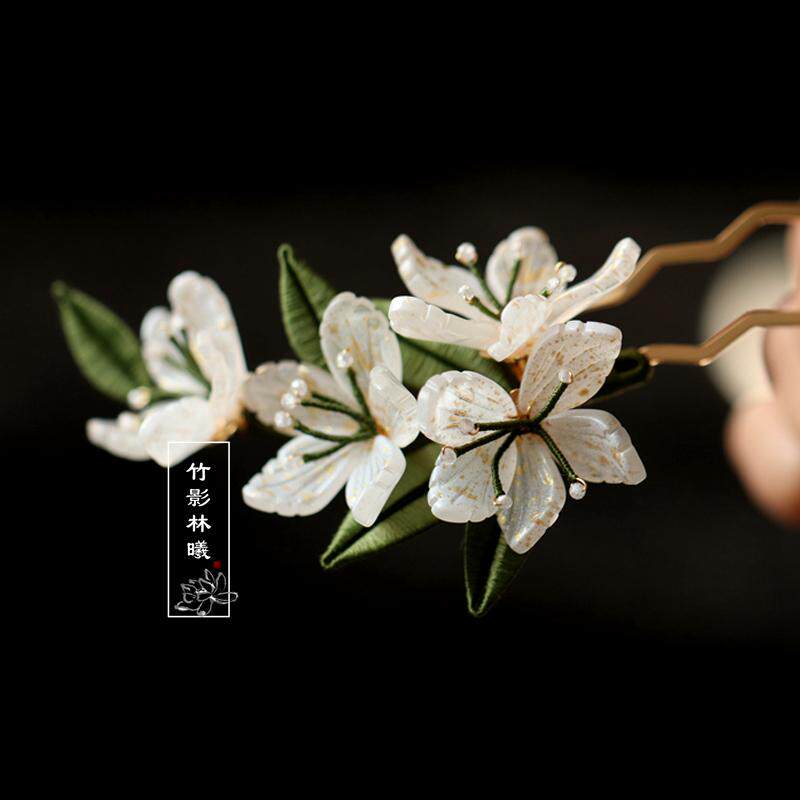 发梳插梳高级感缠花清新侧边发饰图片