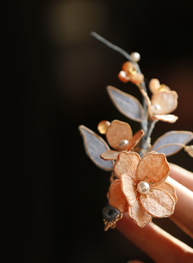 前橙似锦 发夹边夹侧边掐丝橙色仙女裙子气质超仙 古风汉服唐宋制