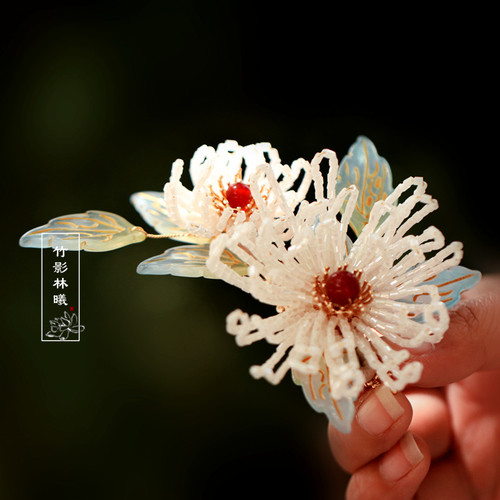 辑珠簪花古风发夹高级感百搭