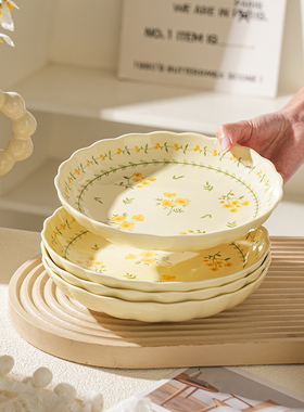 舍里清新盘子菜盘2025新款陶瓷碗碟餐具釉下彩餐盘高级感碟子深盘