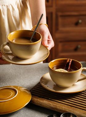 舍里复古窑变咖啡杯碟套装家用高级感拉花杯子高档咖啡店馆咖啡杯