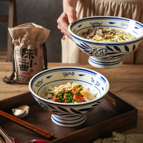 舍里陶瓷手绘釉下彩面碗面馆商用