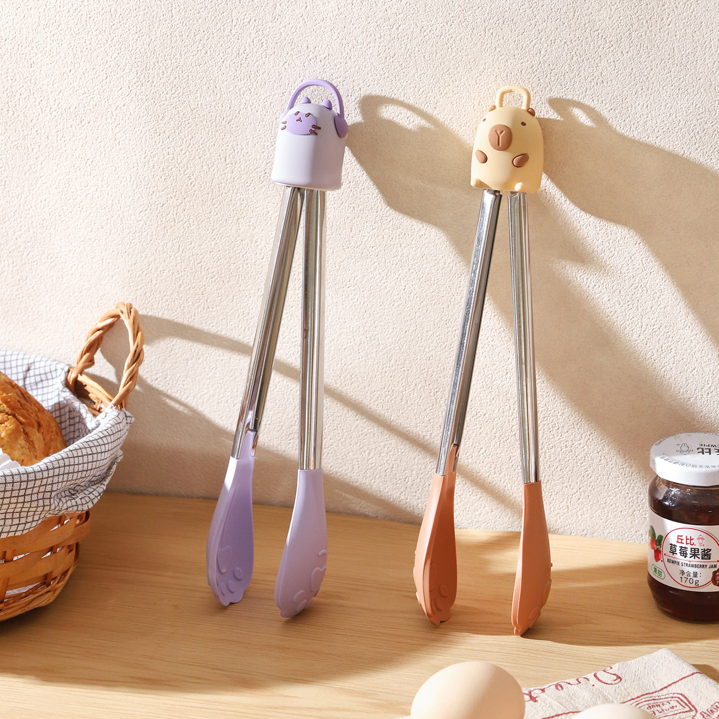 舍里硅胶食品夹子厨房家用耐高温烤肉夹子烧烤专用煎牛排夹防烫夹