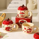 舍里圣诞马克杯特别好看 带盖咖啡杯牛奶杯燕麦杯 喝水杯子女新款