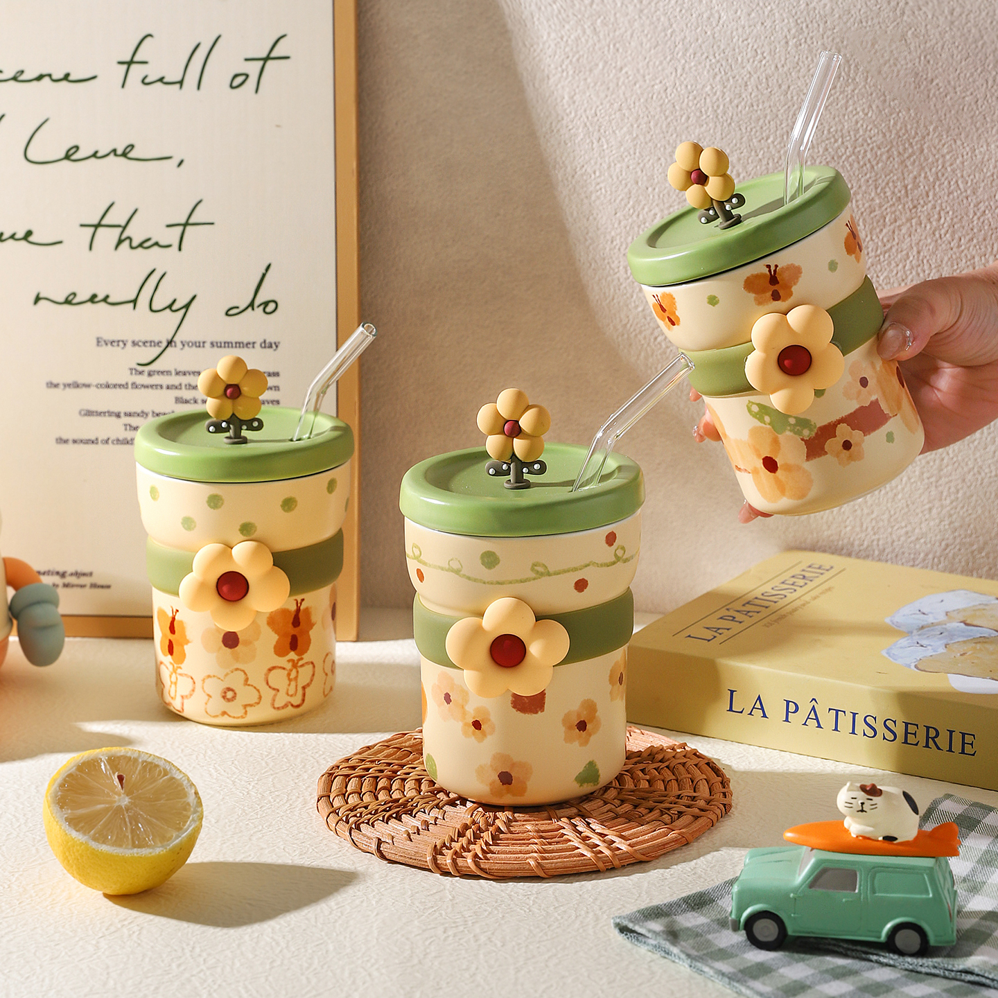 舍里高颜值立体花朵咖啡杯牛奶杯