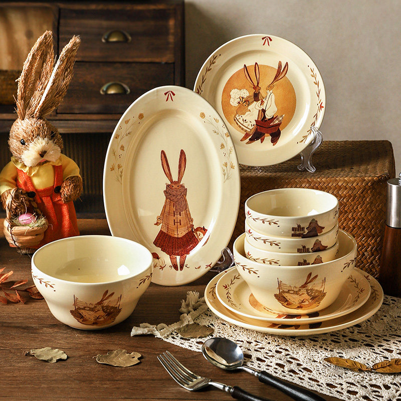 舍里家用高级感米饭碗餐盘2025新款餐具可爱碗盘套装菜盘子,餐饮具,盘,淘宝优惠券,粉丝福利购,淘宝优惠卷