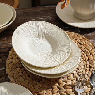 舍里高级感轻奢法式碟子牛排餐盘西餐盘子家用菜盘陶瓷米饭碗平盘
