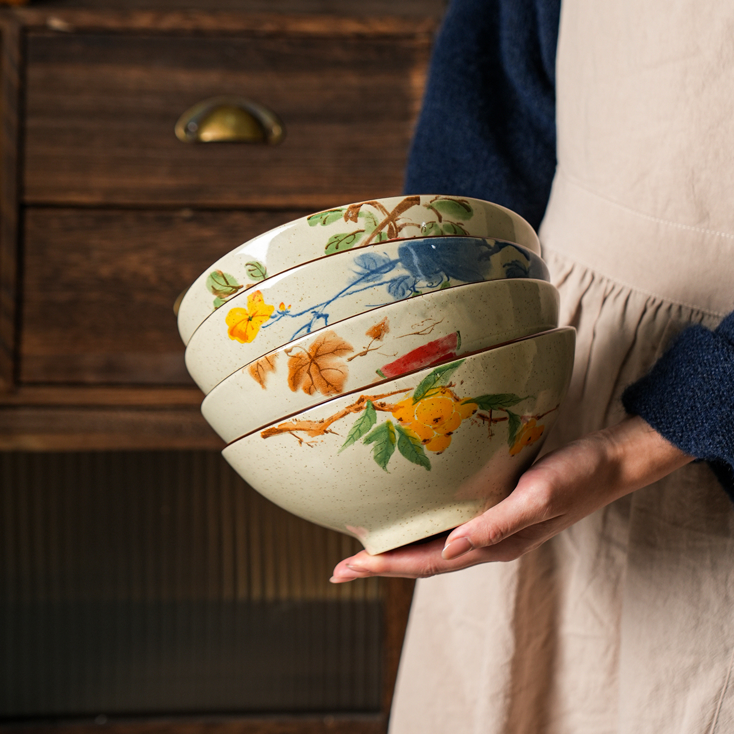 舍里水墨风大容量热汤面碗甜品碗