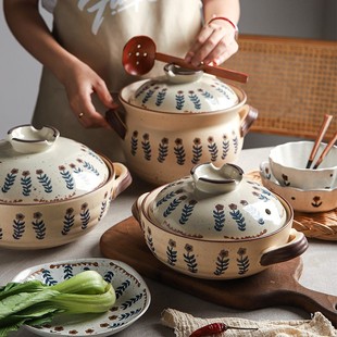 煲汤砂锅炖锅家用燃气煤气灶专用陶瓷耐高温炖汤沙锅汤煲 舍里日式