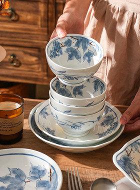 舍里复古餐具套装吃饭碗炒菜盘子