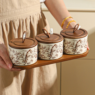 舍里调料盒套装 辣椒罐子勺 调料瓶厨房家用陶瓷调味瓶罐盐罐组合装