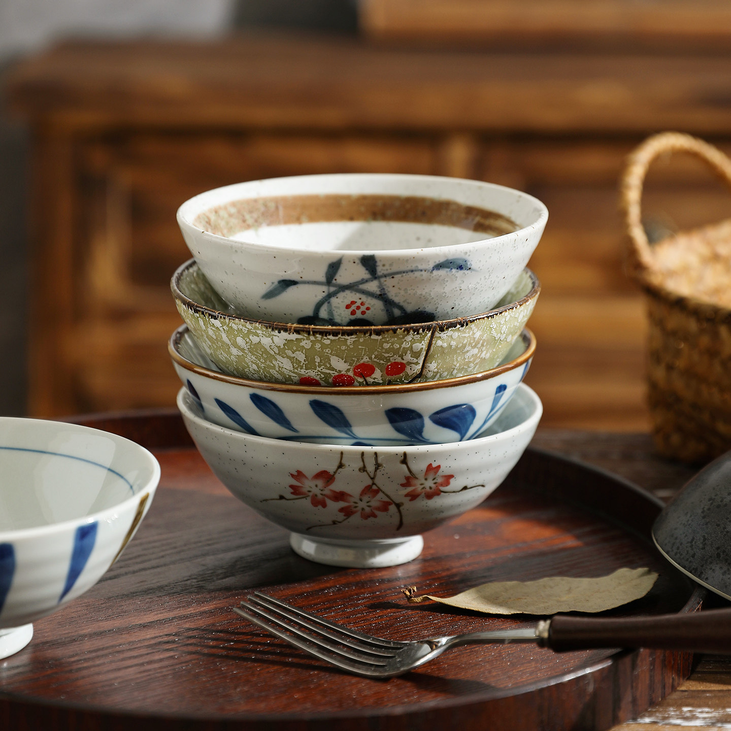 舍里中式陶瓷米饭碗蘸料碗家用釉下彩小菜碟子调料小碗吃饭碗酒碗