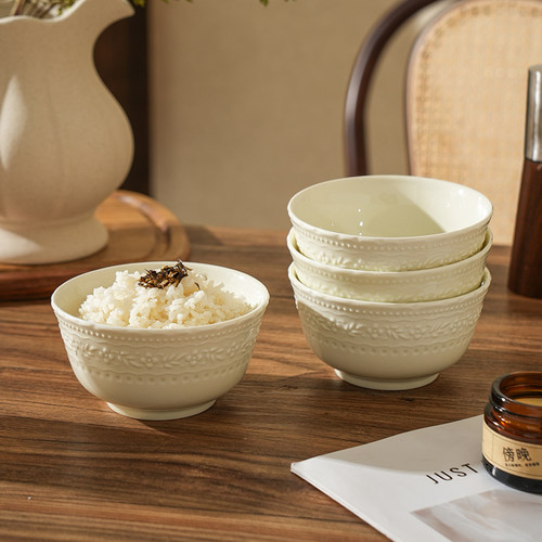 舍里法式浮雕家用陶瓷米饭碗餐具