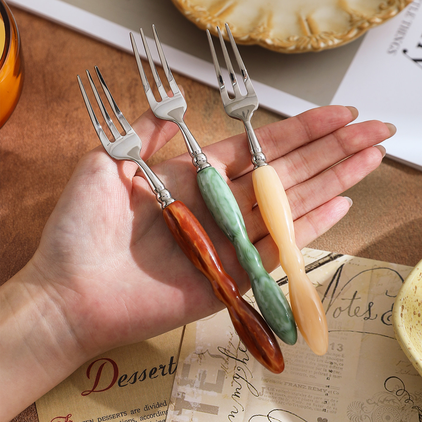 舍里304不锈钢餐具家用轻奢珍珠长柄西餐餐具牛排叉子甜品叉勺,餐饮具,西餐餐叉,淘宝优惠券,粉丝福利购,淘宝优惠卷