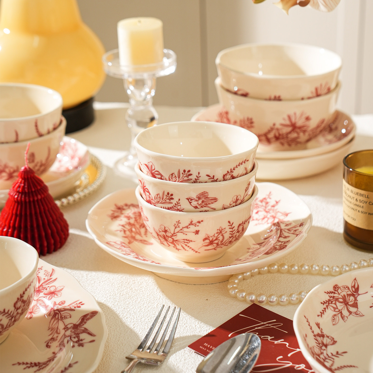 【直播专享】舍里碗碟套装家用高级感釉下彩碗盘组合饭碗菜盘鱼盘,餐饮具,碗,淘宝优惠券,粉丝福利购,淘宝优惠卷