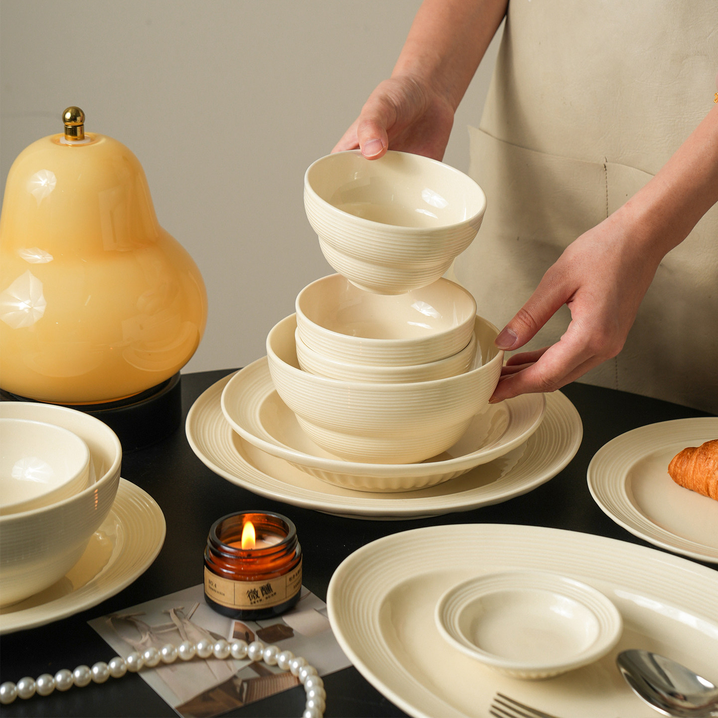 舍里高级感餐具套装饭面碗鱼盘图片