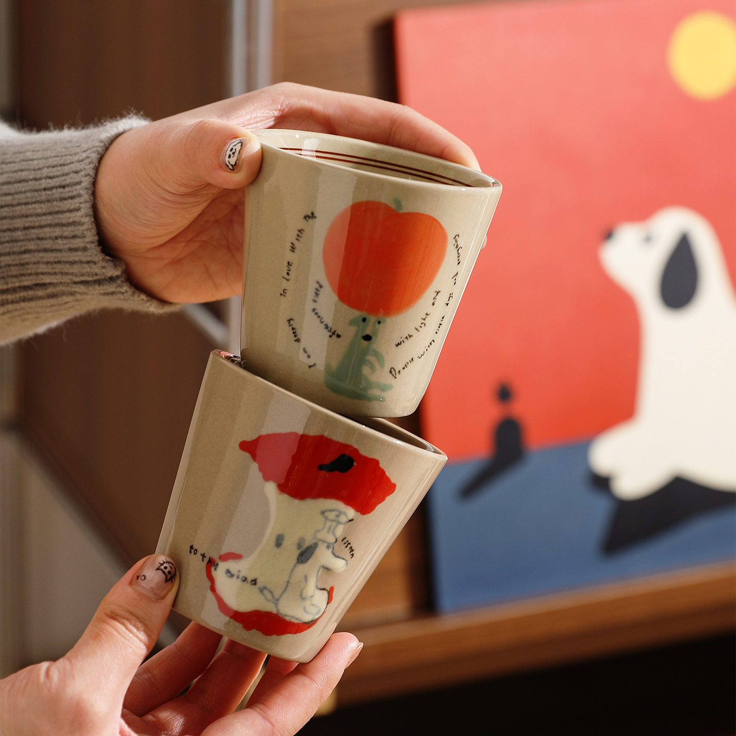 舍里创意陶瓷随手杯牛奶杯闺蜜杯