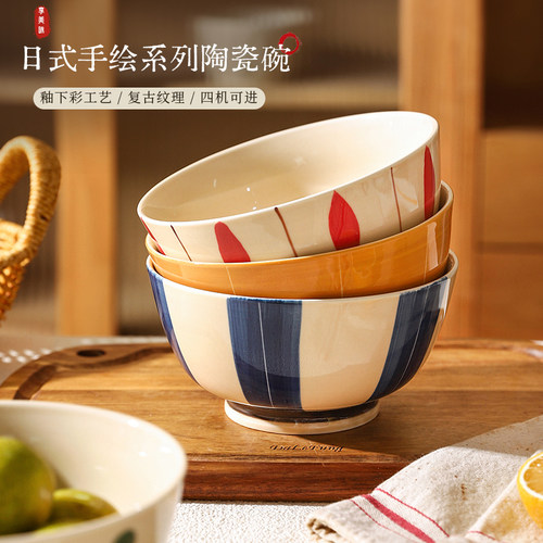 舍里加厚陶瓷家用釉下彩面碗