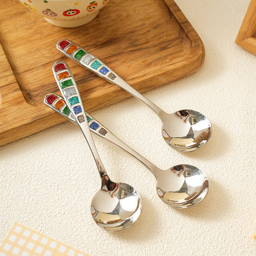 舍里珐琅手柄304不锈钢勺