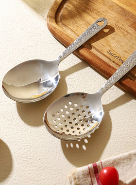 舍里304不锈钢勺分餐勺家用酒店专用大号汤勺漏勺公用勺分菜勺子