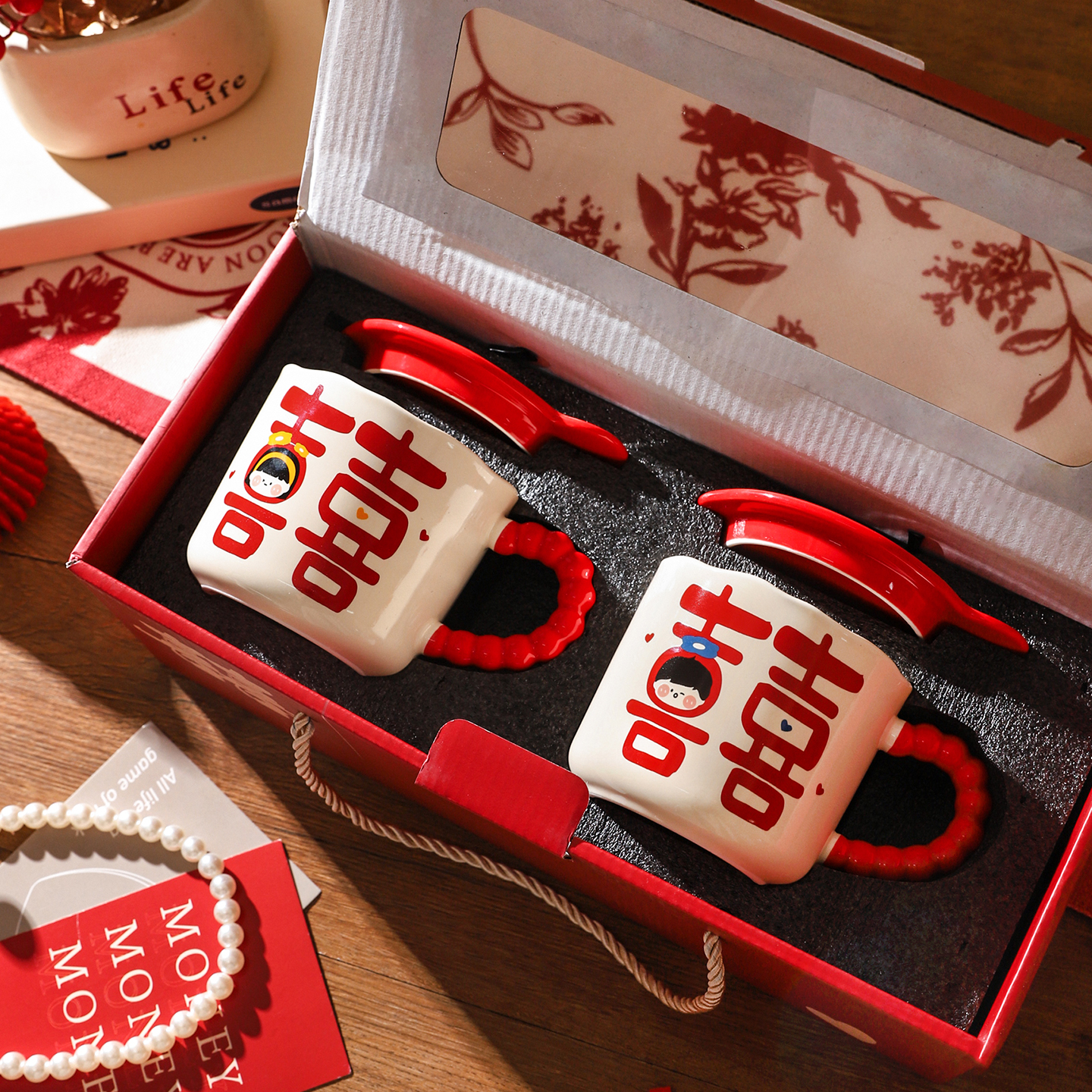 舍里喜庆陪嫁喜杯喝水杯礼盒装