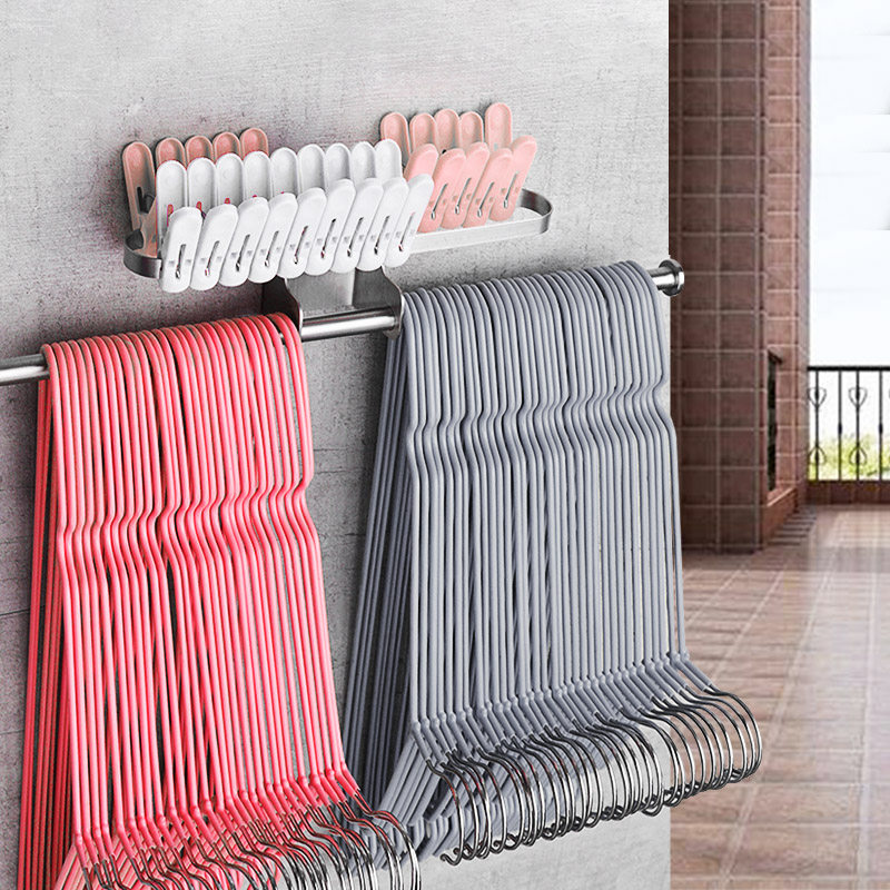 衣架收纳神器免打孔壁挂式阳台置物整理架家用不锈钢晾放衣架挂钩|msdalam kategori penyatuan simpanan, pakaian Wash/Sun/Care Products, Hanger - dari Buy2taobao.com untuk memberikan perkhidmatan ejen Taobao profesional membeli