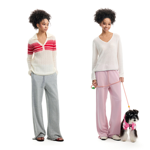 纯棉抽绳松紧腰毛边设计运动宽松休闲阔腿卫裤 基础款 Life Still