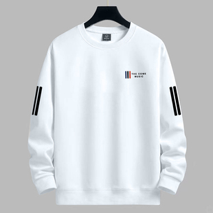 休闲打底衫 ins潮牌宽松大码 青年印花圆领三杆卫衣 t恤男春秋季 长袖