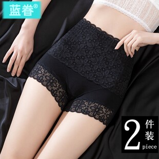 内裤 短裤 二合一防走光打底裤 收腹不卷边薄款 女夏季 高腰蕾丝安全裤