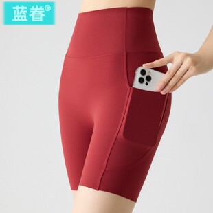 高腰收腹提臀健身鲨鱼打底短裤 薄款 女外穿夏季 三分双侧口袋骑行裤