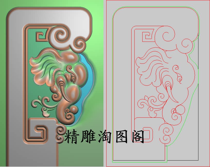 精雕图灰度图扶手柱子浮雕图精品洋花大象-象头沙发扶手前170x272