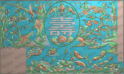 松鹤精雕图凤凰牡丹灰度荷花鱼浮雕精品蝙蝠桃子福寿挂扁990x595