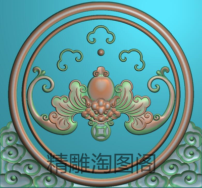 圆蝙蝠铜钱精雕图背板灰度图浮雕图精品蝙蝠金钱祥云摆件130x120