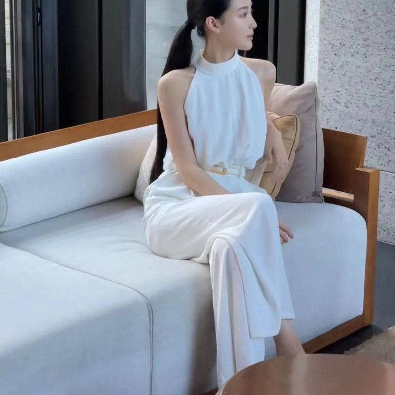 如一薄款超模裤子女无袖阔腿长裤2023夏季新款挂脖气质高腰连体裤,女装/女士精品,连体衣/裤,淘宝优惠券,粉丝福利购,淘宝优惠卷