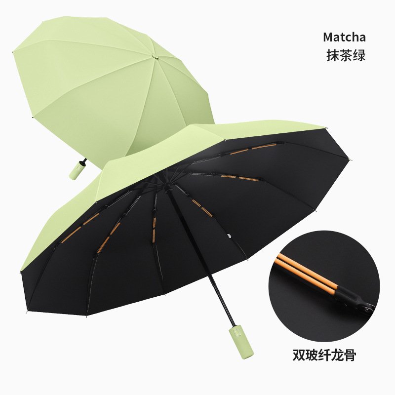 10骨纯色简约商务风广告伞防风暴雨专用自动雨伞大号双人伞太EW91