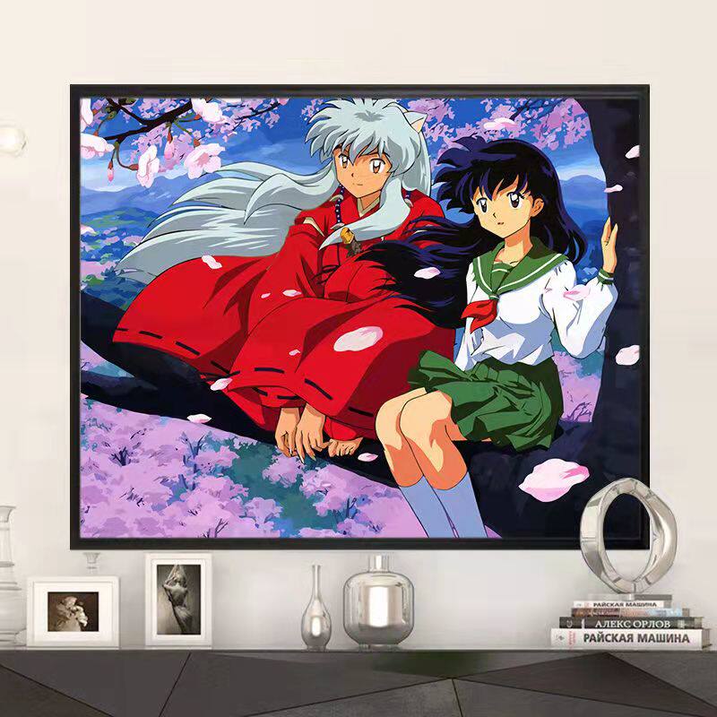 数字油画diy手工填色涂绘二元次卡通动漫天夜叉客厅ins挂画装饰画