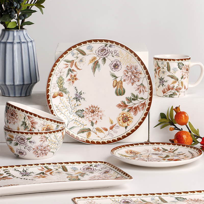 法式田园盘子陶瓷平盘复古西餐