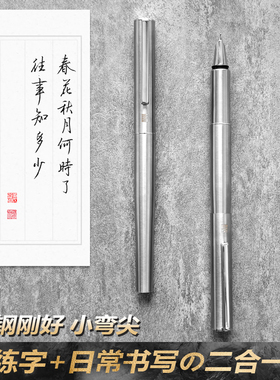 王者钢笔全钢无漆0.28极细直尖日常0.38小弯尖超细尖笔记国考试学生成人钢刚好写书法练字笔锋美工小翘头ef尖