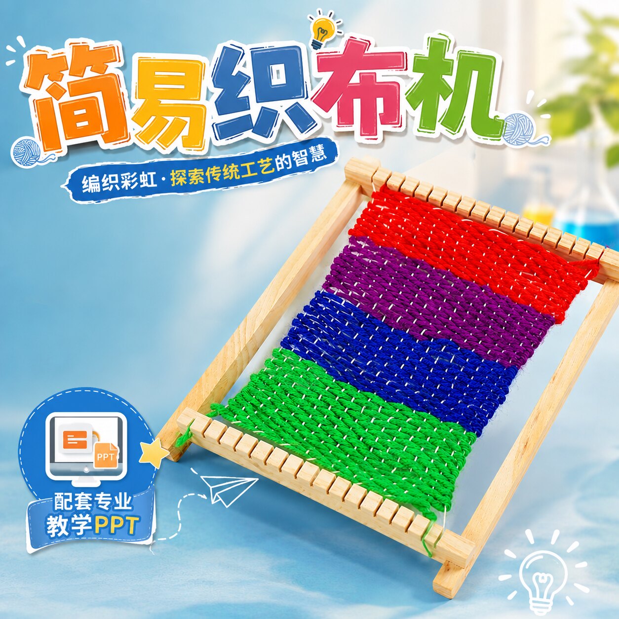 织布机儿童木质手工diy图片