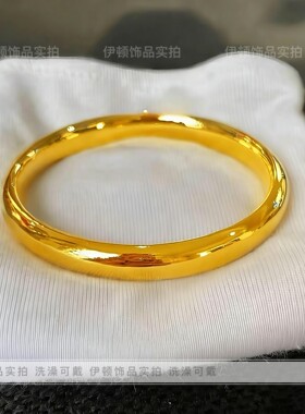 钛钢不掉色古法素圈情侣手镯