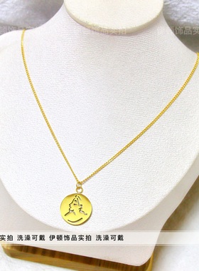 钛钢不掉色法式女王头像项链