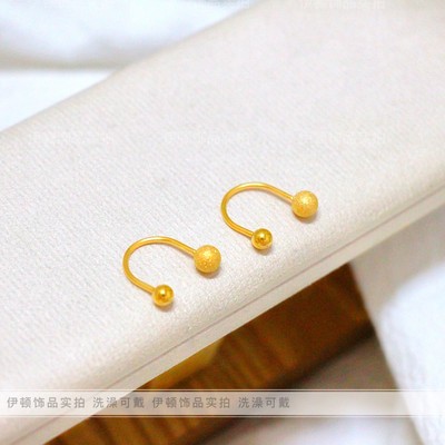 钛钢不掉色简约U形弯钩豆豆耳钉